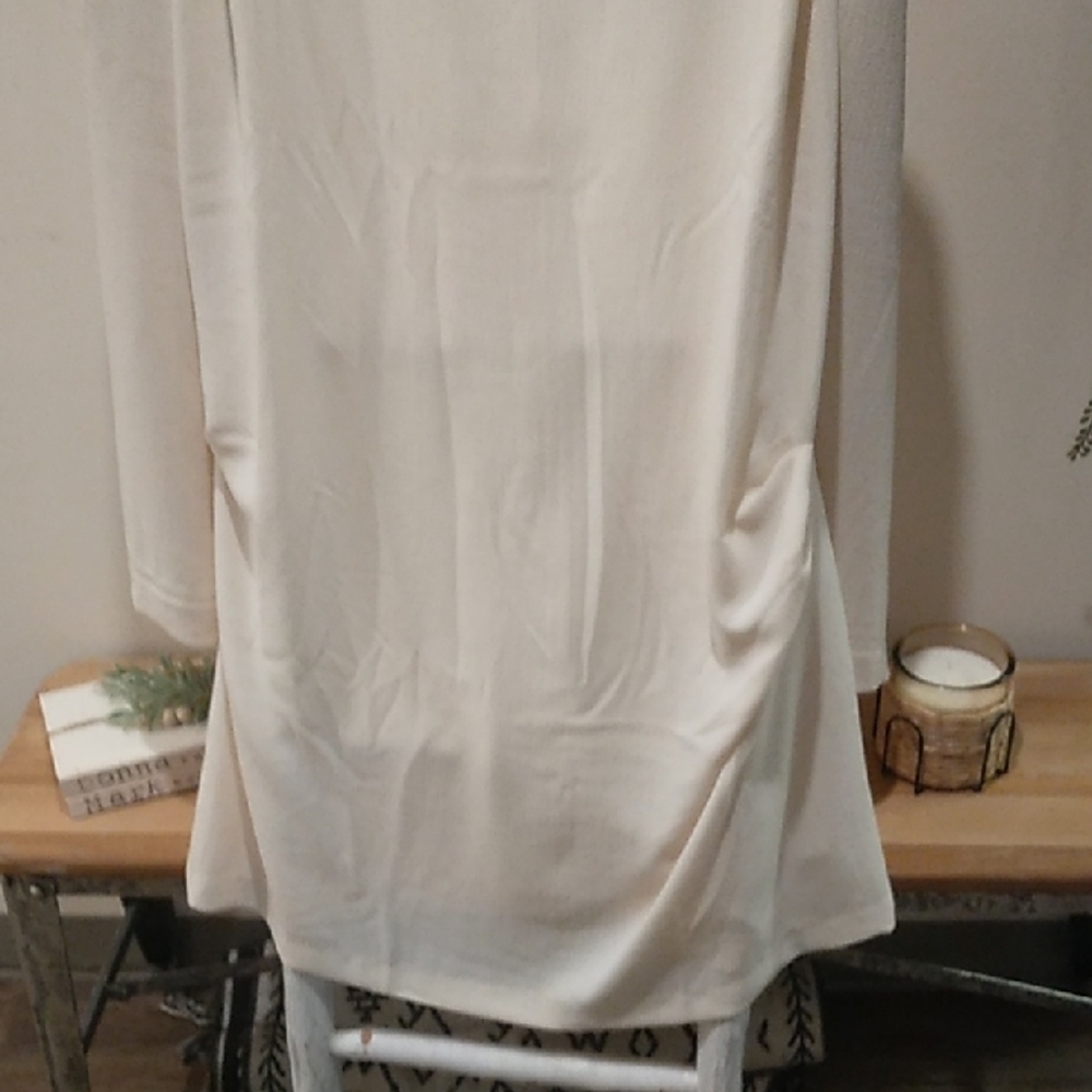 Elegant Cream Long Sleeve Dress - Picture 3 of 8